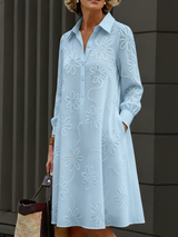 Sirelin - Softtouch-Midi-Hemdblusenkleid – Blau