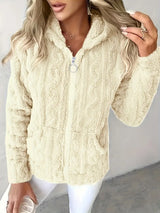 GAELLE | Langarm Kapuzenpullover Mit Reißverschluss – Beige