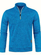 Tasche - stylischer fleece-herrenpullover mit halbem reißverschluss – Pfauenblau