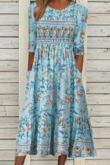 Aphra | Florale Eleganz Kleid – Blau
