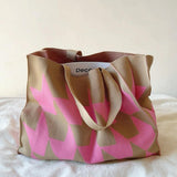 Unisex Shopper Tasche Canvas Strukturierter Look Lässig – Rosa