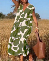Goldie – Maxikleid mit abstraktem Print – Grün