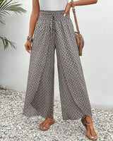 Sommerhose Damen mit hoher Taille – Elegant gemustert & luftig bequem – Schwarz