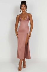 Elegantes Midikleid Mit Spaghettiträgern – Rosa