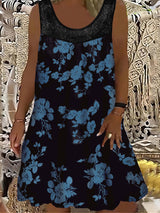 Samudri - Lockeres Armelloses Maxi Kleid Mit Rundhalsausschnitt – Tiefes Himmelblau