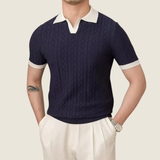 Cedric | Herren Poloshirt Mit Kontrast Modern – Marineblau