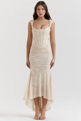 Gracie | Bodycon Hochzeitsgastkleid – Beige