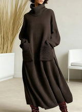 Zalen – Stilvolles, lässiges Maxikleid – Kaffee