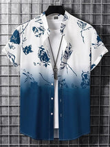 Tropisches 3D-Blumen-Hawaii-Hemd – Stil und Komfort in einem – Weiß Blau a