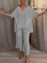 Ebony - Zweiteiliges Sommer Outfit Setzen – Grau