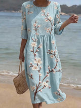Maya | Lässiges Kleid mit Ellenbogenärmeln – Hellblau