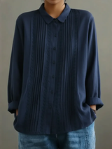 Kalanit - Patchwork Spitzenhemd Aus Leinen Und Baumwolle – Blau