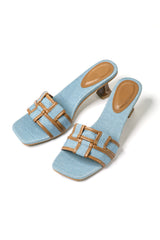 Nova | Trendige Denim Mules mit Blockabsatz – Eleganz trifft auf Komfort – Denim Blau