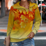 Aria - Sweatshirt mit lebhaftem Blumendruck und Reißverschluss – Gelb