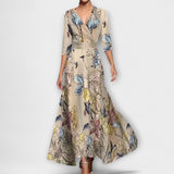 Alma - Damenkleid mit stilvollem Ärmeldesign – Champagner