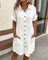 Luz™ - Bequemes Hemdkleid mit Knöpfen – Weiß