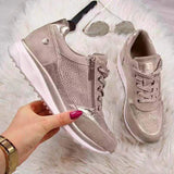 Esmeralda | Leicht Reißverschluss Sneaker – Beige