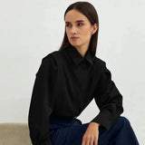 Zelda | Damen Hemd Gerader Schnitt Knopfleiste Locker – Damenhemd Oversize 2026 – Schwarz