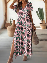 Rosavine – Stilvolles Maxikleid mit Animalprint – Rosa