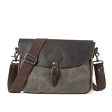 Bregenz™ - Handgefertigte Vintage Crossbody Tasche aus Wachsgeschichtetem Baumwoll-Canvas & Leder – Armeegrün