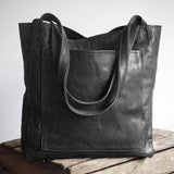 Lexi | Geräumige Leder-Tote-Tasche – Schwarz