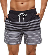 Trendy Herren Badehose, modisch und bequem – Schwarz gestreift