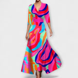 Alma - Damenkleid mit stilvollem Ärmeldesign – Bunt