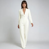 Bettina | Damen Eleganter Jumpsuit V-Ausschnitt Weite Beine – Jumpsuit Elegant 2026 – Weiß