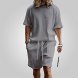 Cooles Sommer- Hemd & kurze Hosen-Set - Alfy – Grau