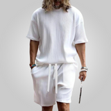 Cooles Sommer- Hemd & kurze Hosen-Set - Alfy – Weiß