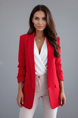 Cordelia | Damen Taillierter Langarm Blazer – Rot
