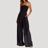 Cordelia | Damen Trägerloser Wide Leg Jumpsuit – Schwarz
