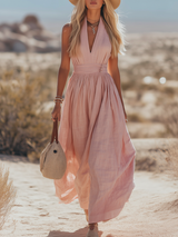 Cordua | Damen Neckholder Maxi Kleid – Rosa