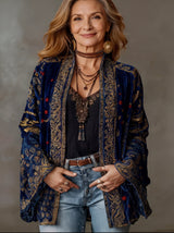Cordula | Damen Boho Kimono Jacke – Blau