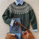 Arvy™ - Eleganter Vintage-Strickpullover – Dunkelgrün