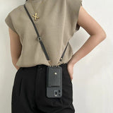 Lederne Crossbody-Handyhülle - Urban Chic – Schwarz