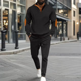 OldTown™ Set mit Retro-Fußabdruck und strukturiertem Mesh / Klassische Eleganz für Männer, die sich stilvoll kleiden können! – Schwarz