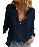 Damen Baumwollbluse | Lang – Blau