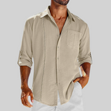 Raivo | Herren Langarm Leinen Overshirt – Beige