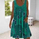 Paduch – Lässiges ärmelloses Sommer Kleid Mit Drucken – Grün