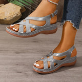 Alnia – Bequeme Orthopädische Keilsandalen – Silber