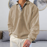 Bruno - Herren-Kapuzenpulli mit langen Ärmeln und V-Ausschnitt – Khaki