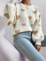 Herzgestrickter Pullover für Damen im lässigen Stil - Lumezia – Braun