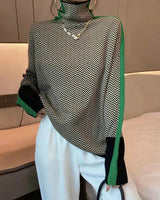 Eleganter rollkragenpullover im farbblockdesign – Grün