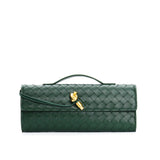 Geflochtene Damen Clutch aus Echtleder – Elegant & Vielseitig – Dunkelgrün