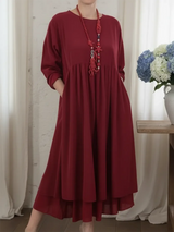 Ceinwen – Maxikleid Mit Lockerem, Doppellagigem Saum – Rot