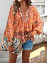 Florinda - Florale Boho-Bluse mit langen Ärmeln – Niranja