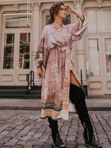 Modischer Kimono mit Blumenprint – Rosa