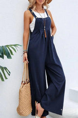 Solania – Stylischer Overall mit weitem Bein – Marineblau