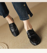 Oysynia : Lässige Damen-Slipper mit Lederfalten – Schwarz